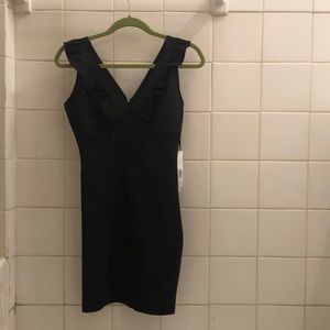 AQUA V-Back Body Con Dress: Black